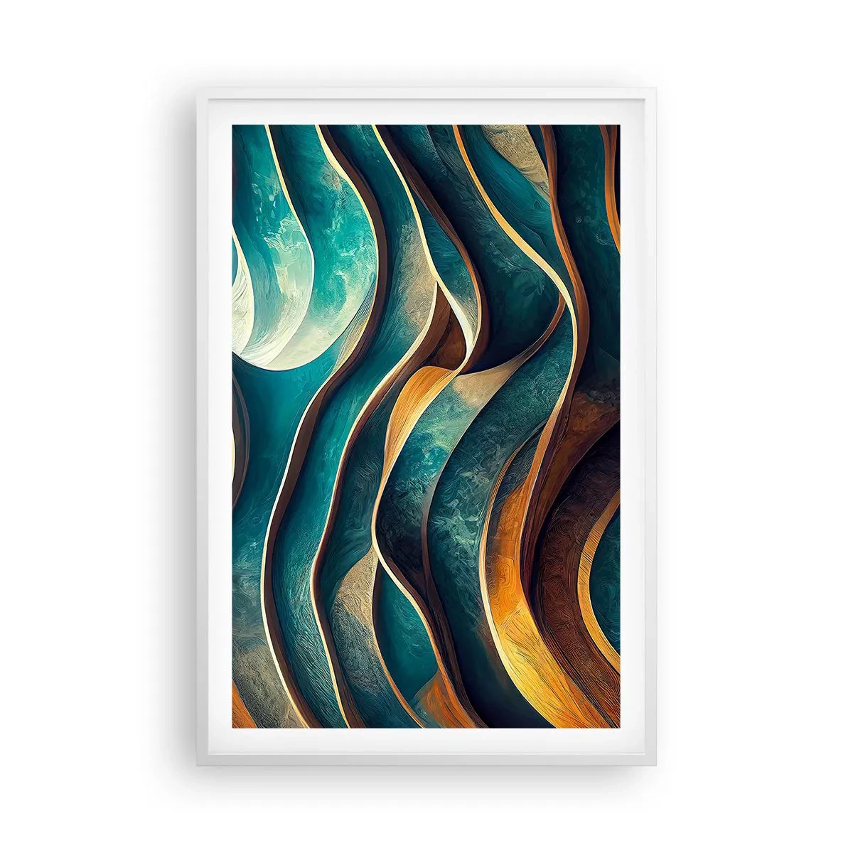 Poster in cornice bianca - I meandri del blu - 61x91 cm