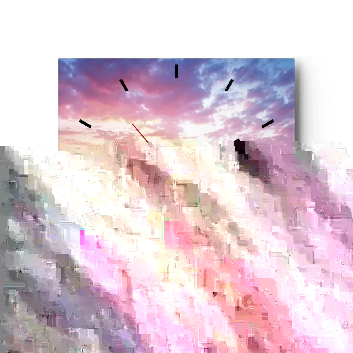 Orologio da parete - Orologio in Vetro - Spiaggia all'alba con barca e molo - 30x30cm - Un momento profondo - Decorazione murale moderna per soggiorno e camera da letto ARTTOR