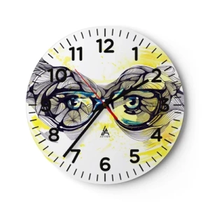 Orologio da parete - Orologio in Vetro - Attraverso gli occhiali blu - 30x30 cm