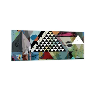 Quadro su vetro - Una composizione astratta di forme geometriche e colori. - 140x50cm - Come è semplice - Decorazione murale moderna per soggiorno e camera da letto ARTTOR