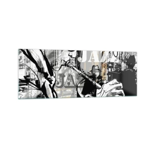 Quadro su vetro - Scena jazz di New York - 140x50cm - Al ritmo di New York - Decorazione murale moderna per soggiorno e camera da letto ARTTOR