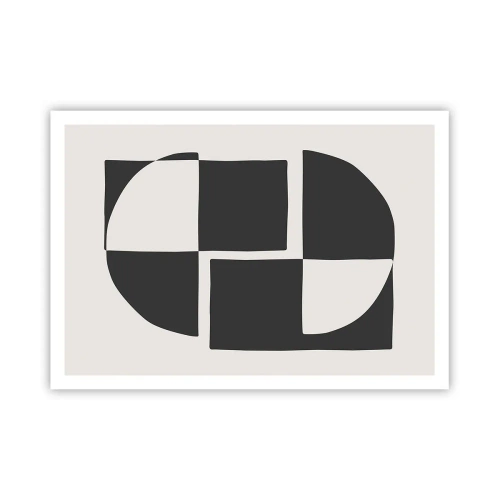 Poster - Forme geometriche astratte in bianco e nero - 100x70cm - Antitesi - sintesi - Decorazione murale moderna per soggiorno e camera da letto ARTTOR