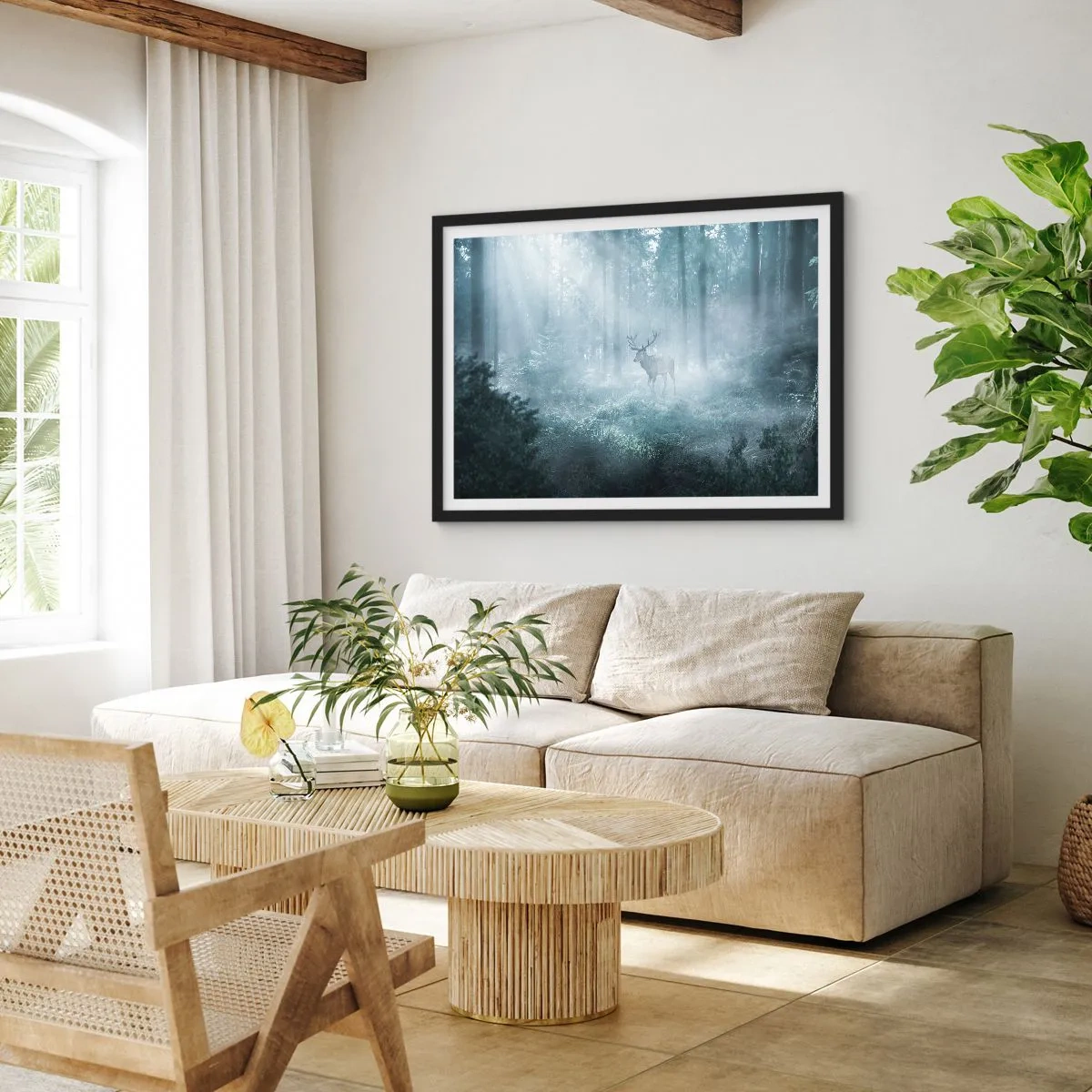 Poster in cornice nera - Passeggiata mattutina sulle sue terre - 40x30 cm