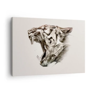 Quadro su tela - Stampe su Tela - Immagine astratta di una tigre nei toni del beige - 70x50cm - Sai chi comanda - Decorazione murale moderna per soggiorno e camera da letto ARTTOR