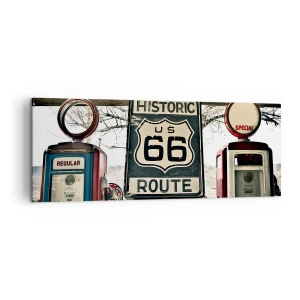 Quadro su tela - Stampe su Tela - Stazione di servizio storica della Route 66 - 140x50cm - Viaggio retro americano - Decorazione murale moderna per soggiorno e camera da letto ARTTOR