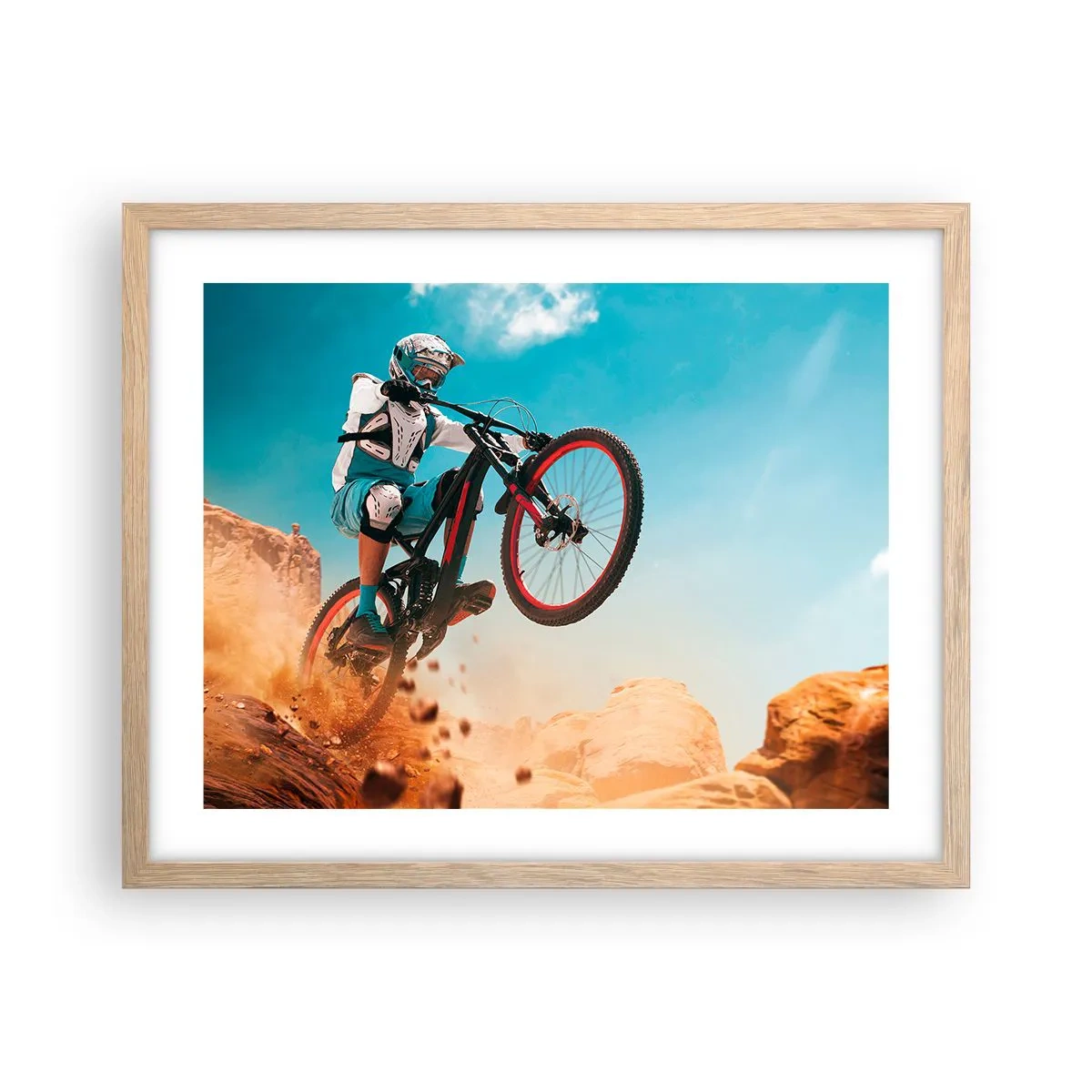 Poster in cornice rovere chiaro - Il demone della follia ciclistica - 50x40 cm