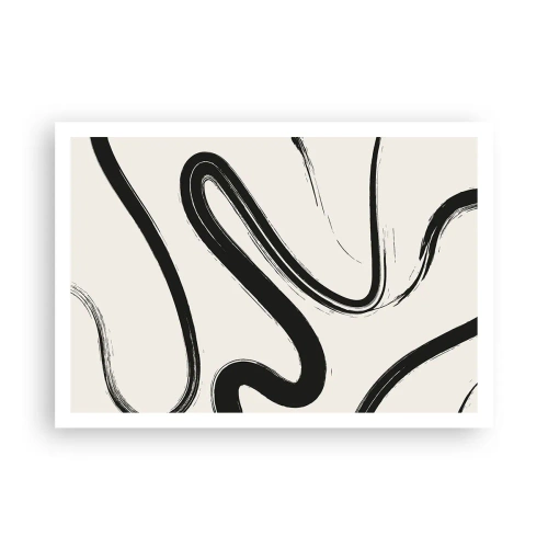 Poster - Linee curve in bianco e nero su uno sfondo chiaro - 100x70cm - Capriccio bianco e nero - Decorazione murale moderna per soggiorno e camera da letto ARTTOR