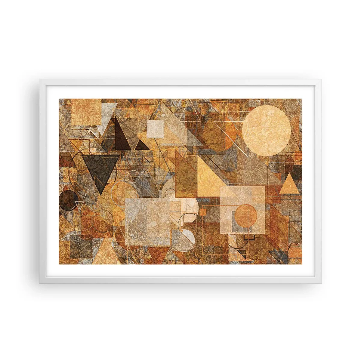 Poster in cornice bianca - Studio cubista in marrone - 70x50 cm