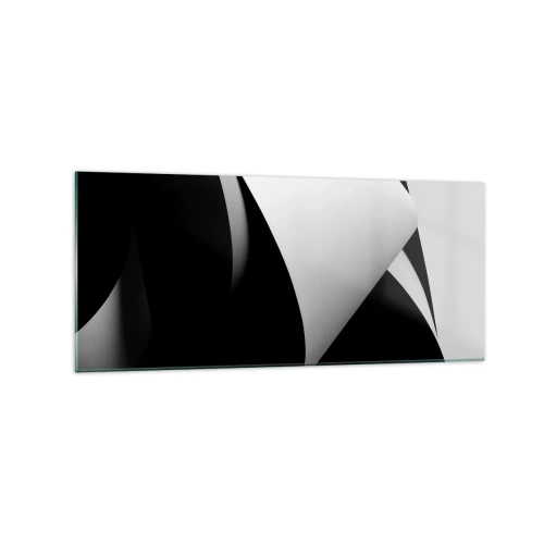 Quadro su vetro - Forme astratte in bianco e nero con contrasti sorprendenti - 120x50cm - Piani di luce dalle profondità dell'ombra - Decorazione murale moderna per soggiorno e camera da letto ARTTOR