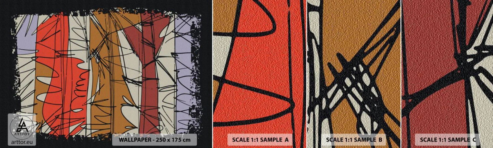 Campione di Fotomurale Adesivo Deluxe Sticker - Composizione spontanea - Astrazione, Pezzo, Scarabocchi - 100x30 cm