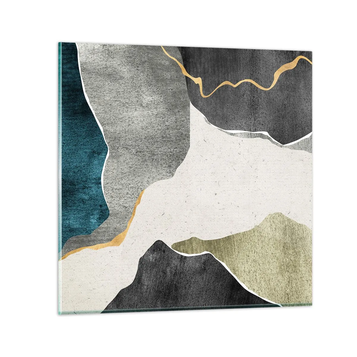 Quadro su vetro - Composizione mosaico con filo d'oro - 50x50 cm