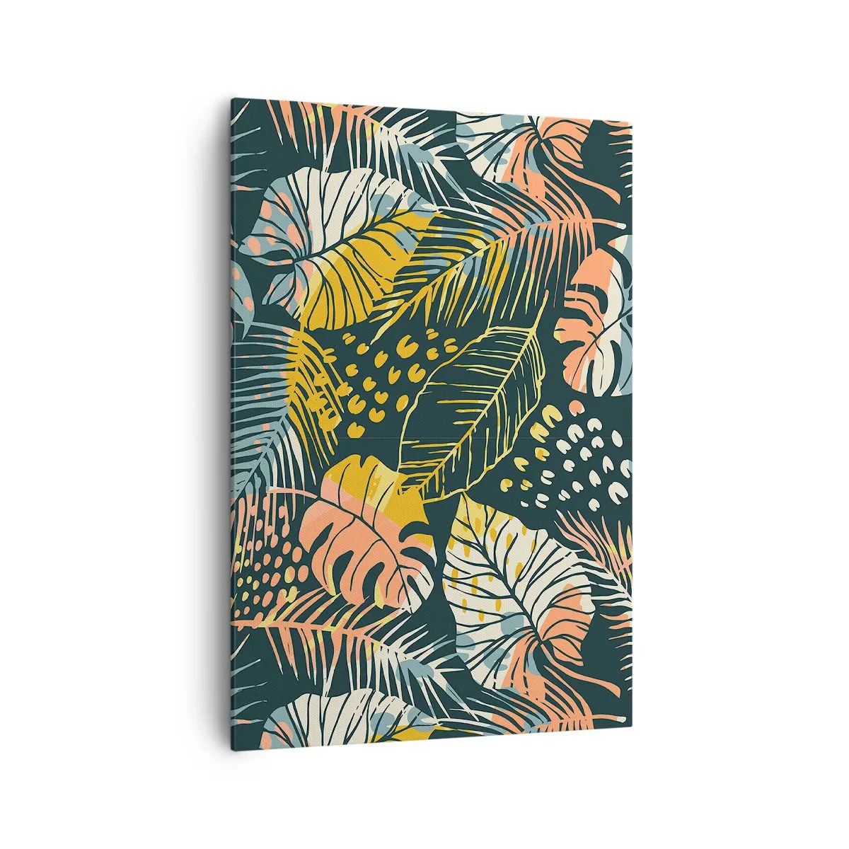 Quadro su tela - Stampe su Tela - Foglie colorate su uno sfondo scuro - 70x100cm - Fantasia di foglie - Decorazione murale moderna per soggiorno e camera da letto ARTTOR