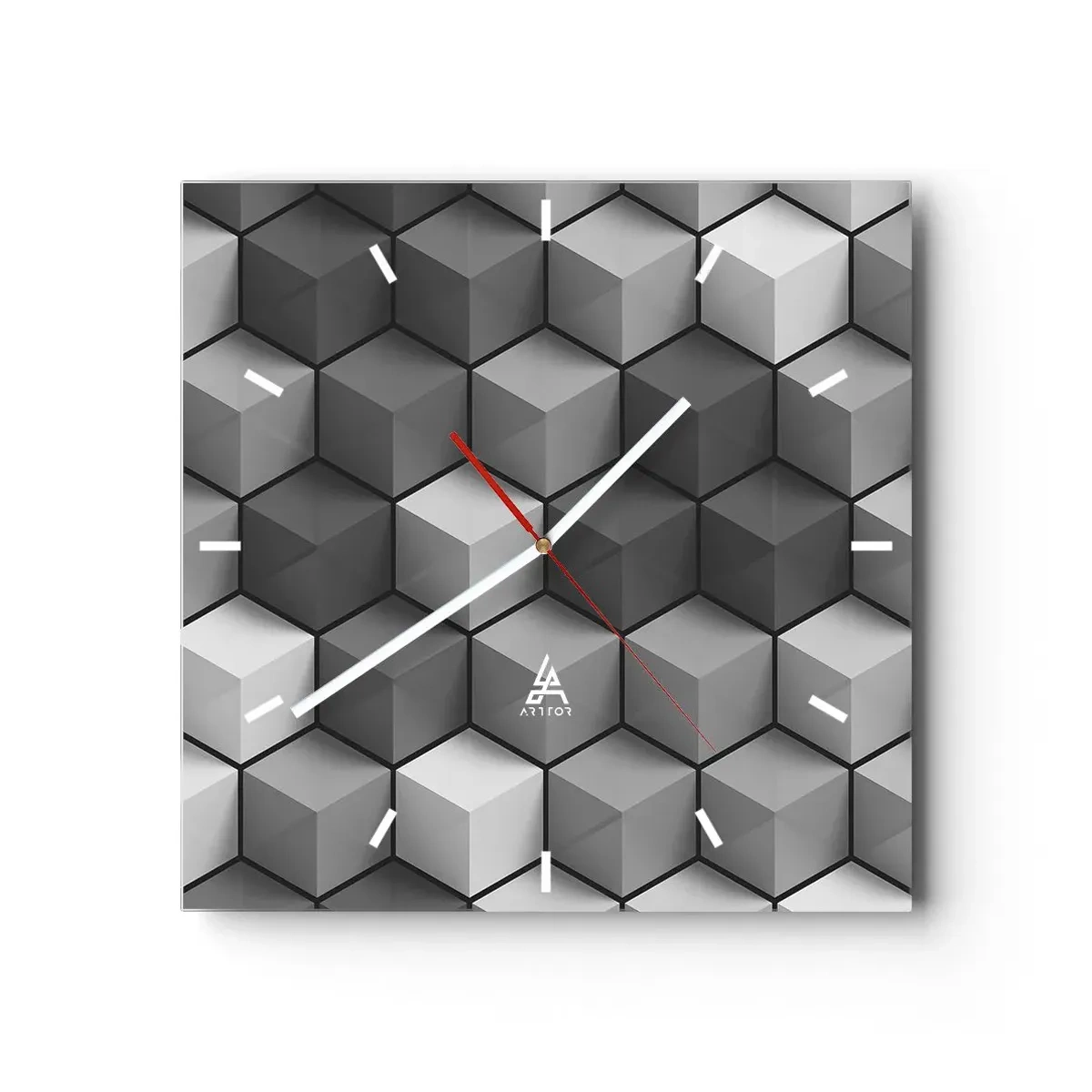 Orologio da parete - Orologio in Vetro - Puzzle cubista - 40x40 cm