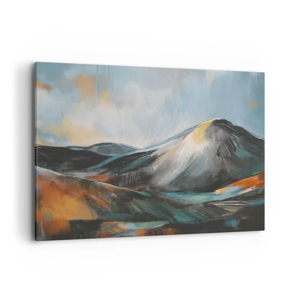 Quadro su tela - Stampe su Tela - Paesaggio montano astratto in tonalità calde - 100x70cm - Aspri e belli - Decorazione murale moderna per soggiorno e camera da letto ARTTOR
