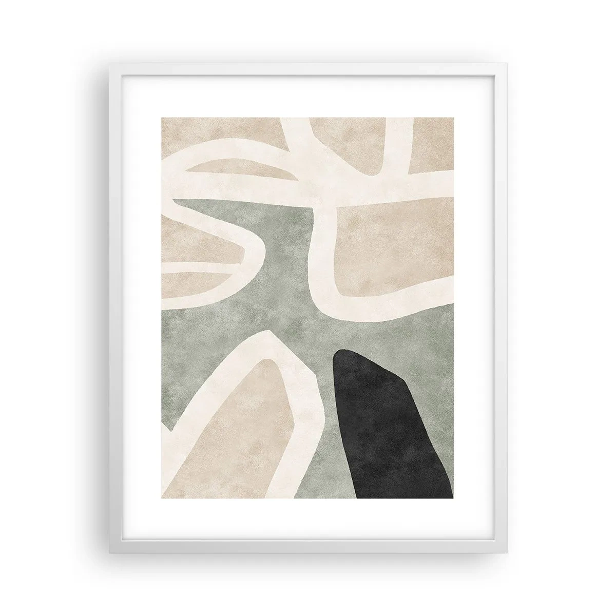 Poster in cornice bianca - Composizione con motivi in nero - 40x50 cm