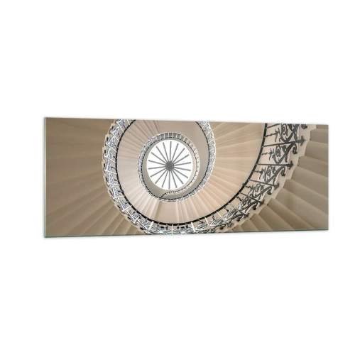 Quadro su vetro - Scala a chiocciola con elegante approccio geometrico - 140x50cm - Al centro della chiocciola - Decorazione murale moderna per soggiorno e camera da letto ARTTOR