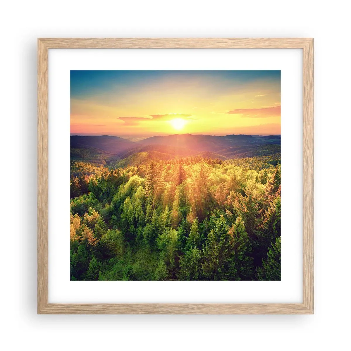 Poster in cornice rovere chiaro - Vette e cime - 40x40 cm
