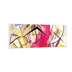 Quadro su vetro - Astrazione con linee e forme geometriche - 140x50cm - Esplosione - Decorazione murale moderna per soggiorno e camera da letto ARTTOR