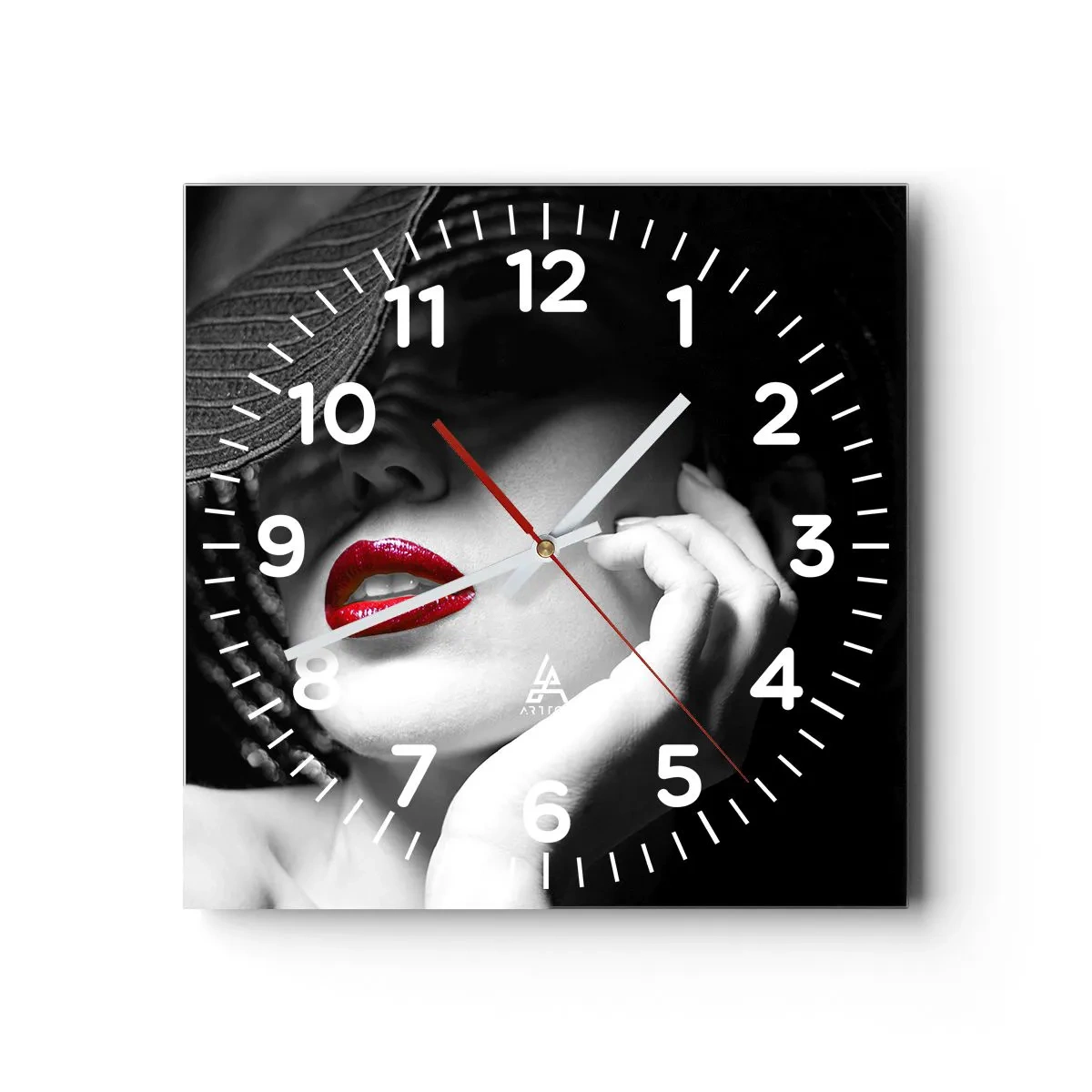 Orologio da parete - Orologio in Vetro - Studio in scarlatto - 30x30 cm