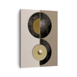 Quadro su tela - Stampe su Tela - Cerchi astratti nei toni dell'oro e del marrone - 50x70cm - Variazioni attorno al cerchio - Decorazione murale moderna per soggiorno e camera da letto ARTTOR