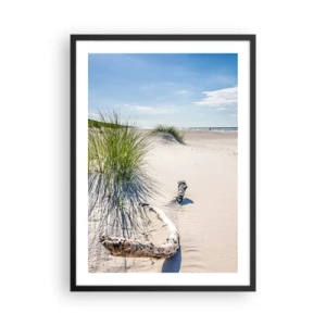 Poster in cornice nera - Spiaggia con dune, erba e rami alla luce del sole - 50x70cm - La più bella? Quella del baltico - Decorazione murale moderna per soggiorno e camera da letto ARTTOR