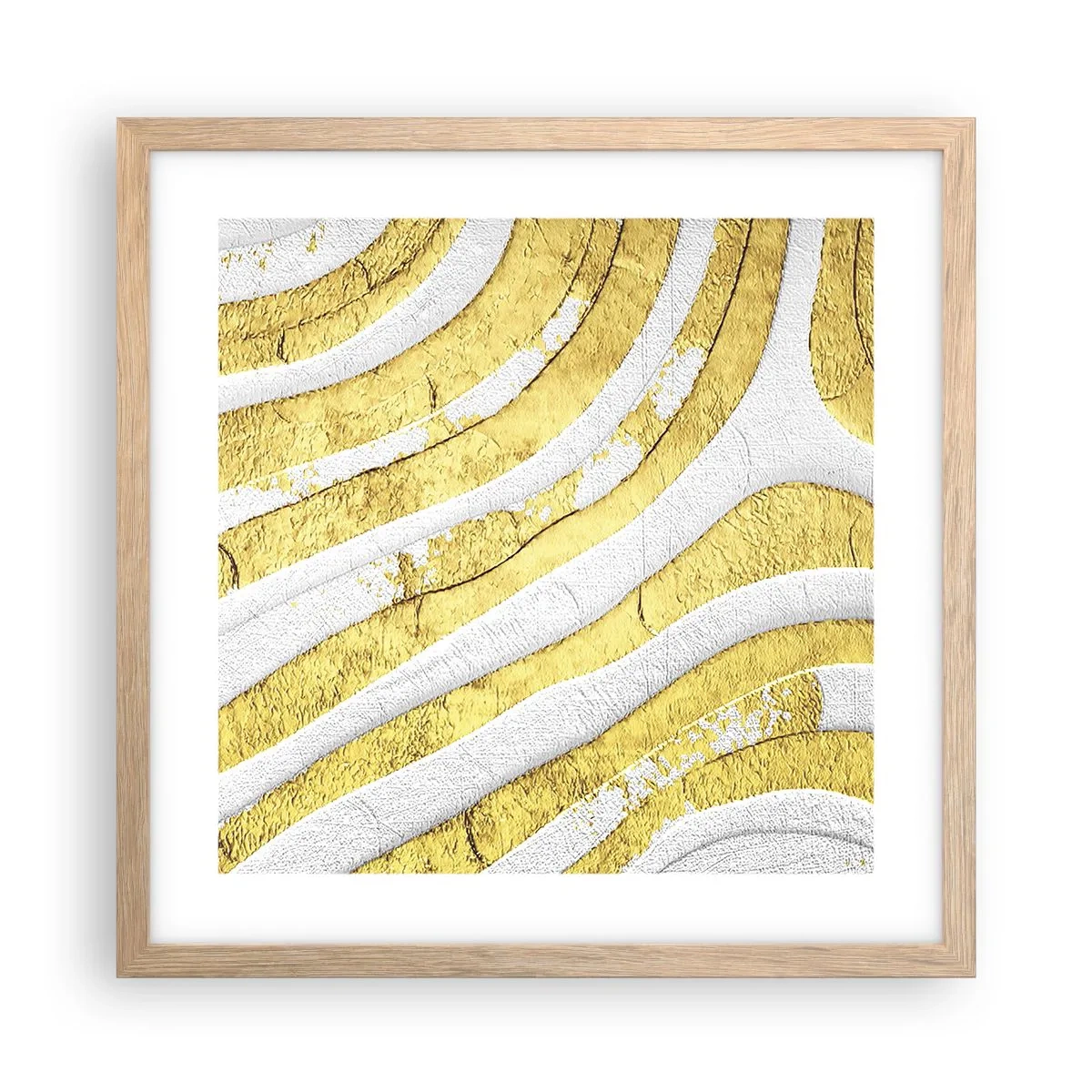 Poster in cornice rovere chiaro - Composizione in bianco e oro - 40x40 cm