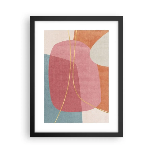 Poster in cornice nera - Composizione pastello con filo dorato - 30x40 cm