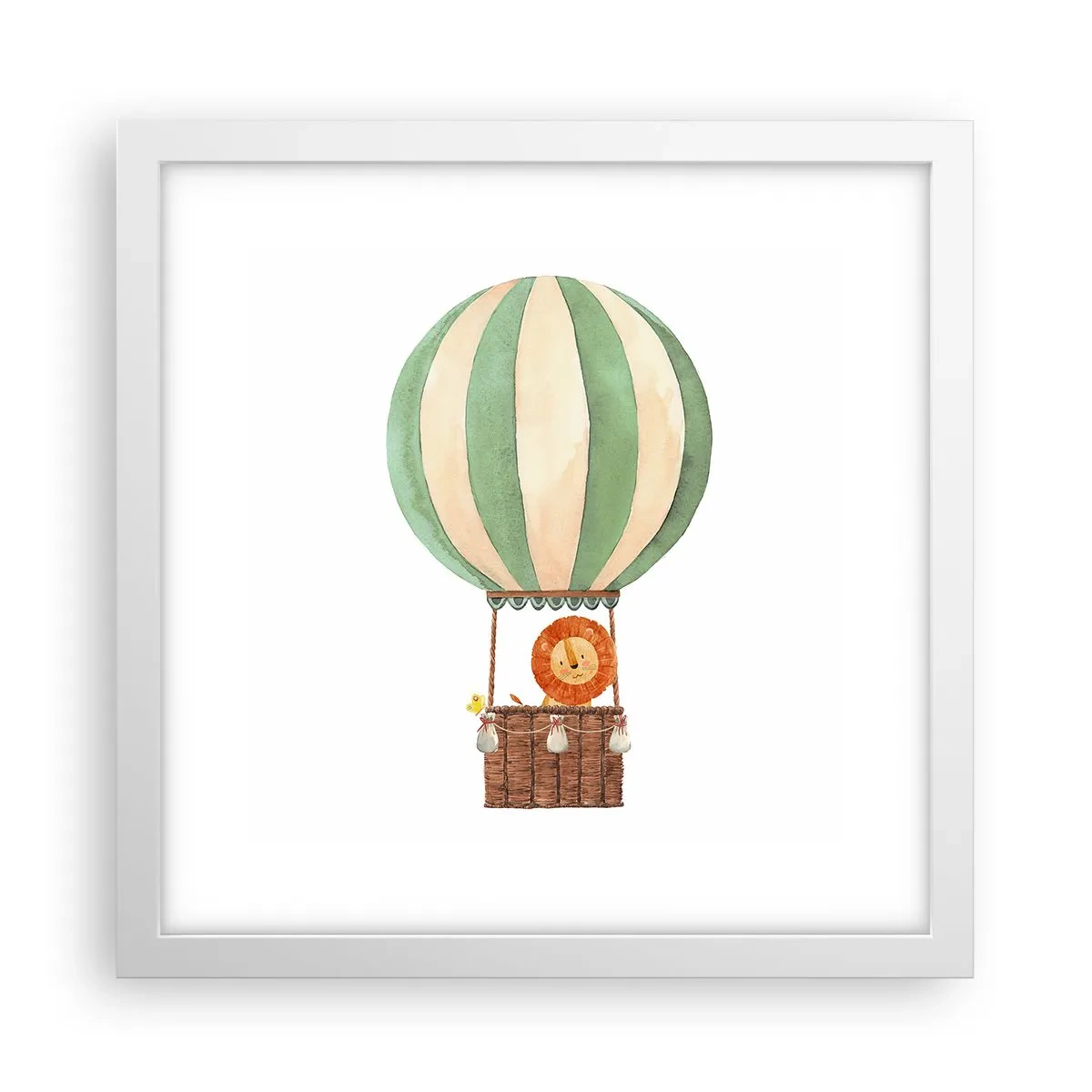 Poster in cornice bianca - I viaggi del leone - 30x30 cm