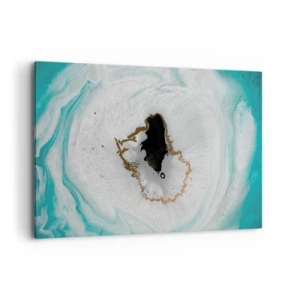 Quadro su tela - Stampe su Tela - Motivo geode astratto nelle tonalità del turchese, bianco e oro - 100x70cm - Penetrare all'interno - Decorazione murale moderna per soggiorno e camera da letto ARTTOR