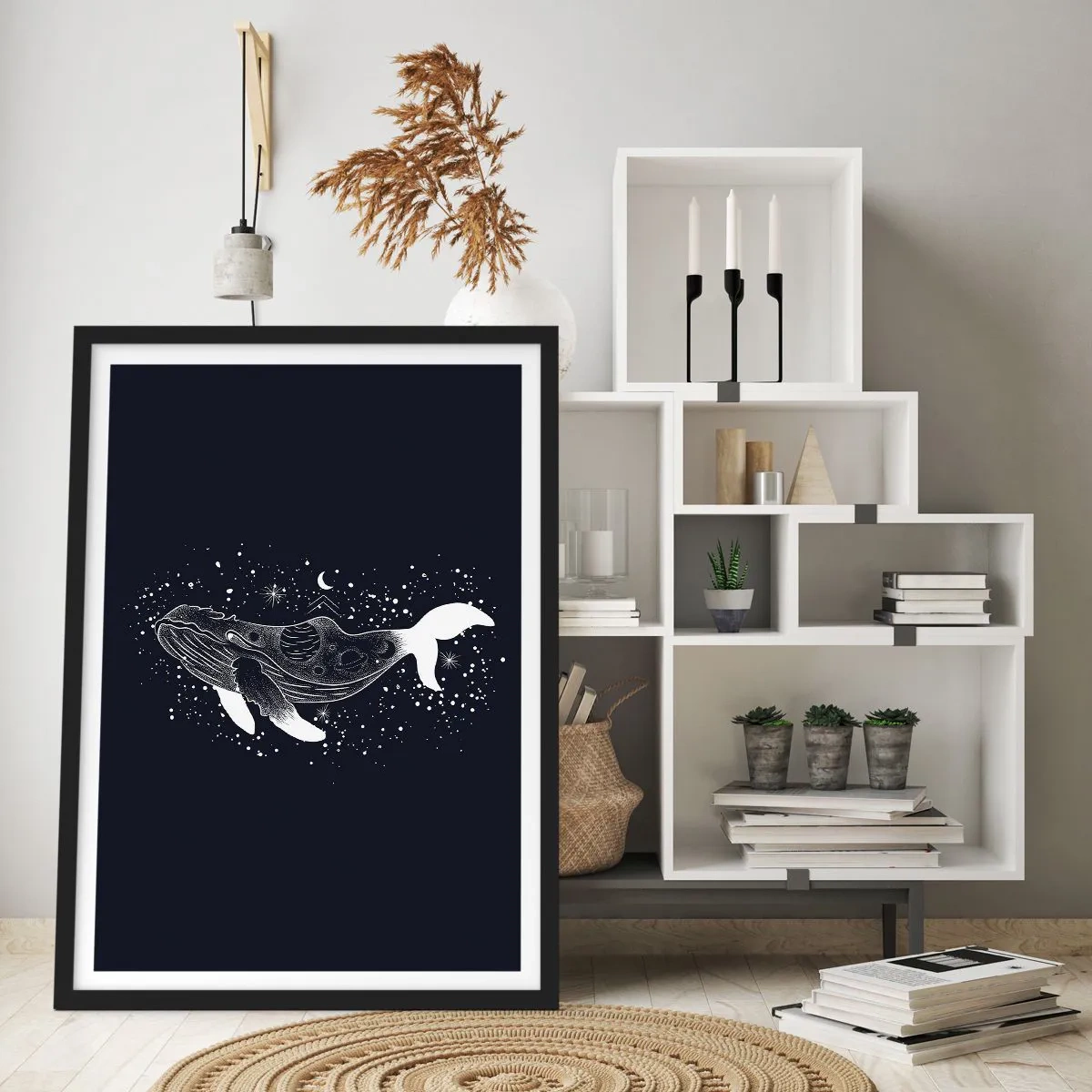 Poster in cornice nera - Nell'oceano dell'universo - 30x40 cm