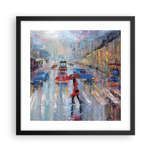 Poster in cornice nera - Pomeriggio di pioggia in città - 40x40 cm