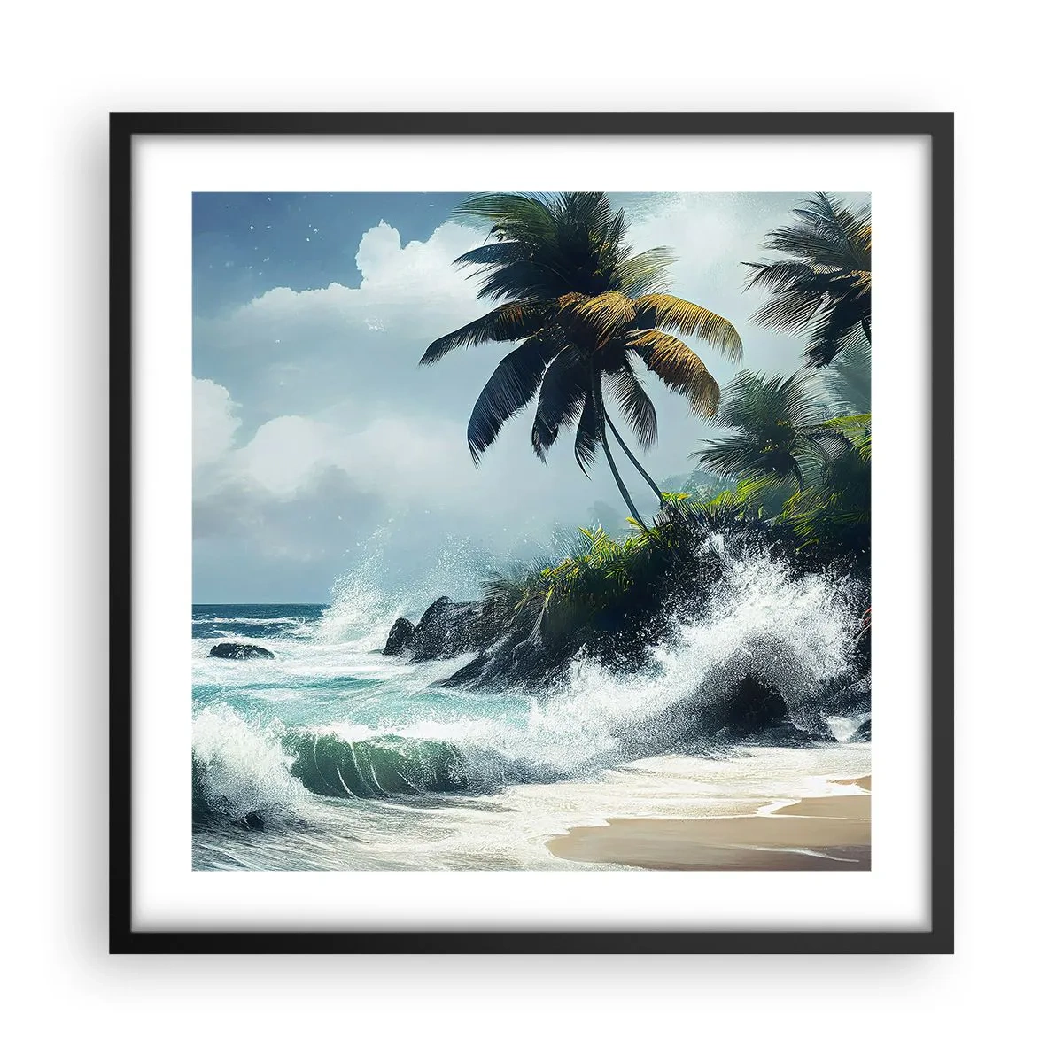Poster in cornice nera - Sulla riva tropicale - 50x50 cm