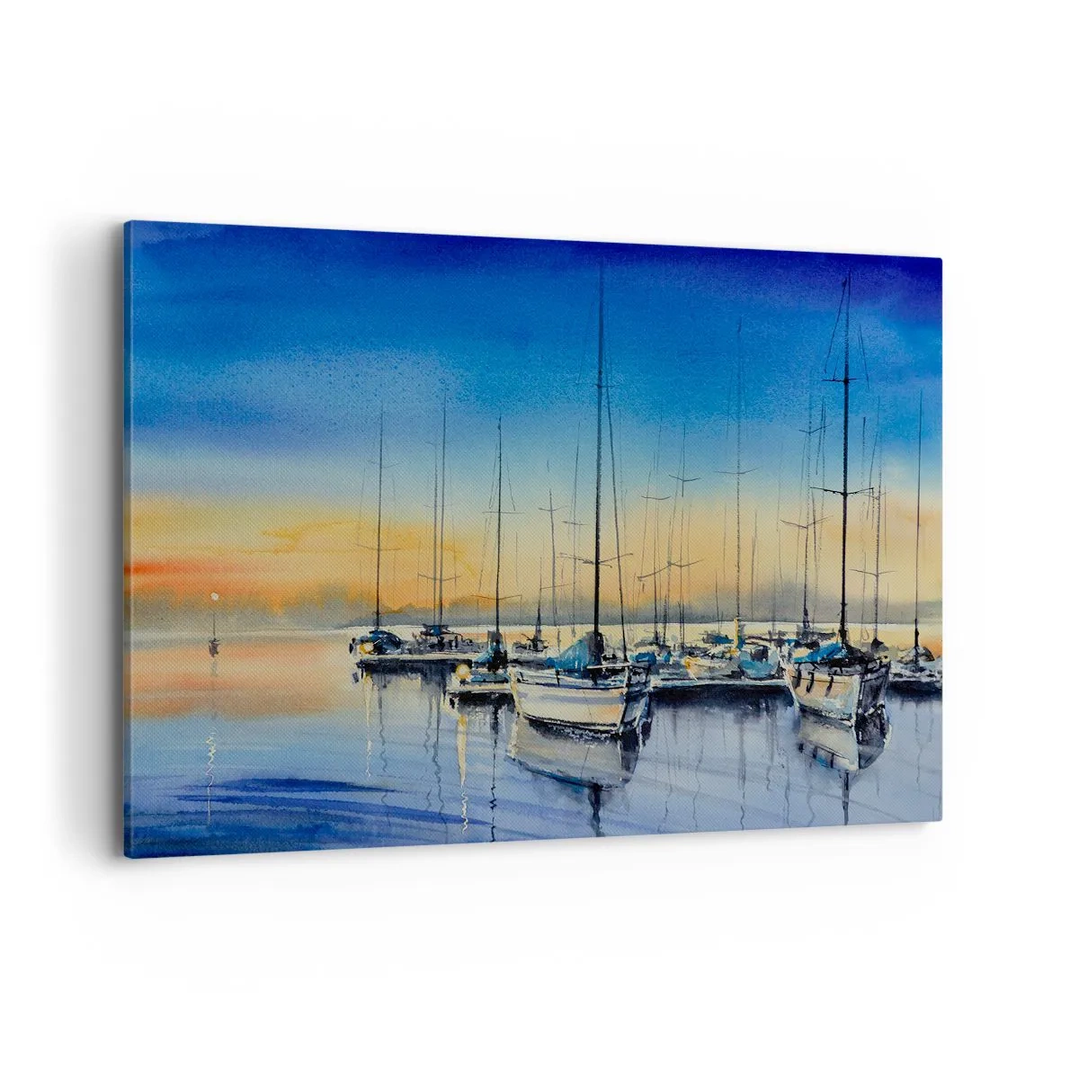 Quadro su tela - Stampe su Tela - Porto degli yacht al tramonto con riflessi sull'acqua - 100x70cm - La fine di una buona giornata - Decorazione murale moderna per soggiorno e camera da letto ARTTOR
