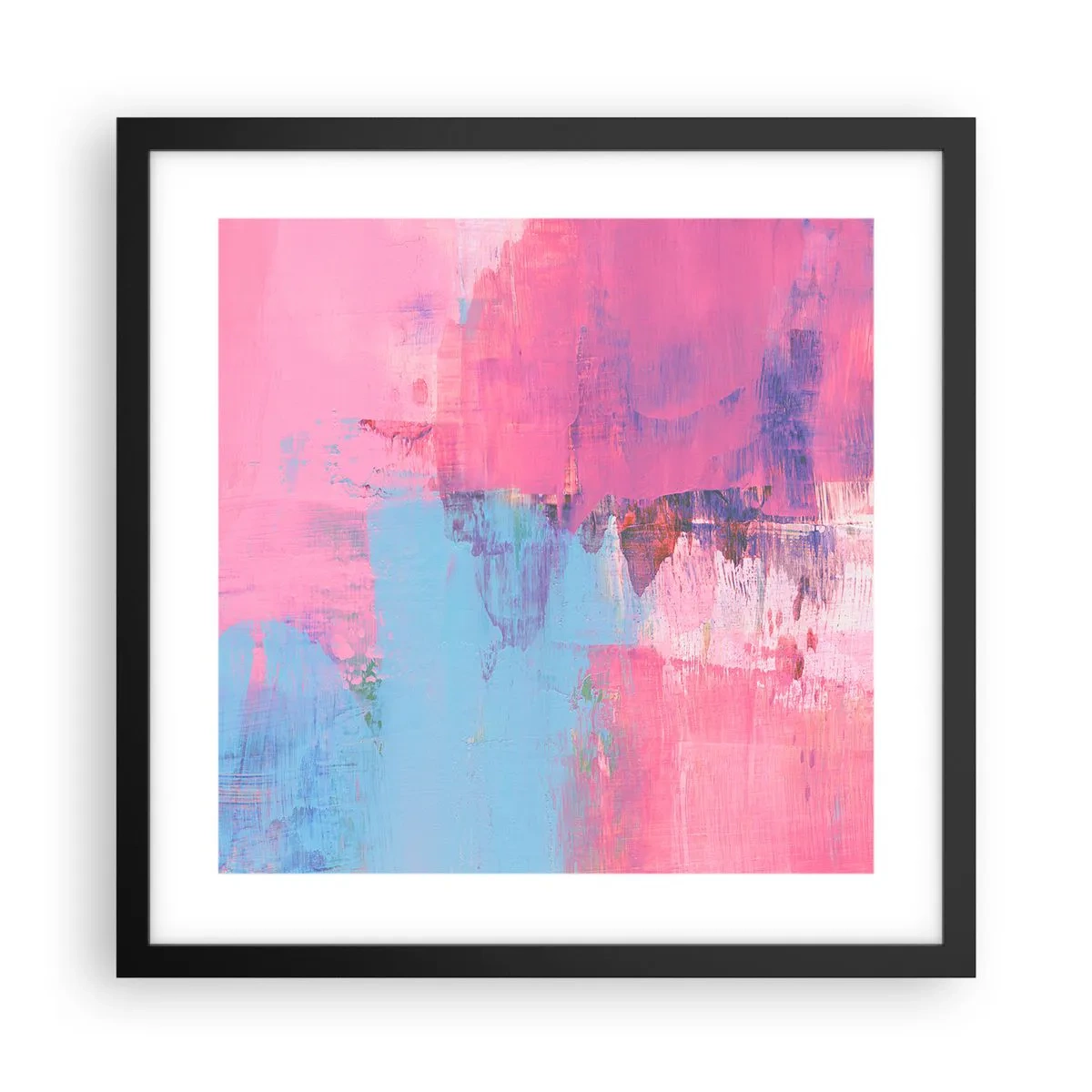 Poster in cornice nera - Rosa, blu e un pizzico di luce - 40x40 cm