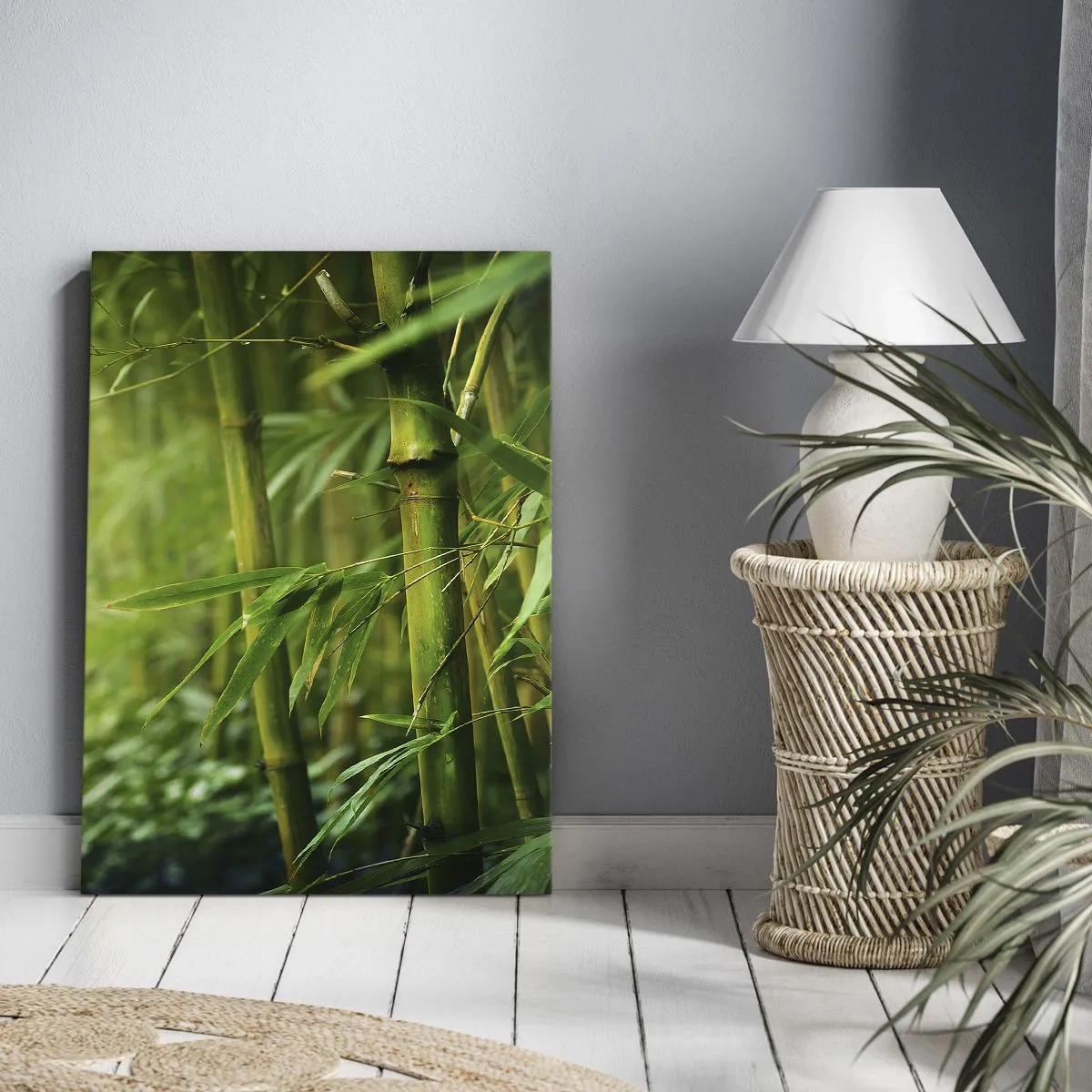 Quadro su tela - Stampe su Tela - Foresta di bambù verde in luce soffusa - 50x70cm - Conoscere il verde in sé - Decorazione murale moderna per soggiorno e camera da letto ARTTOR