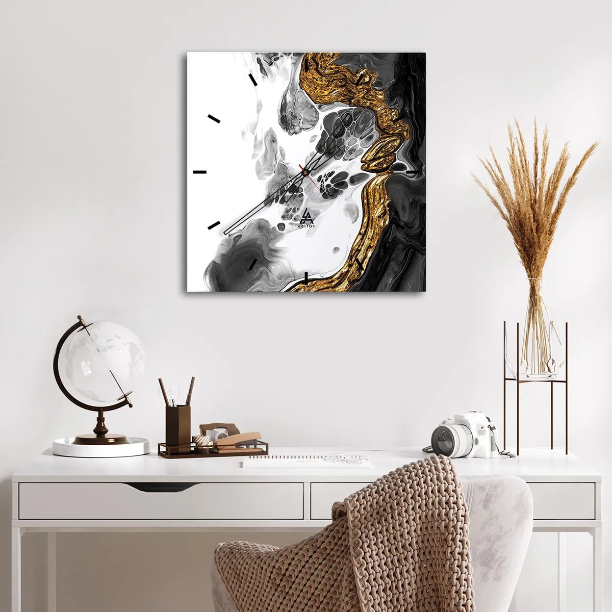 Orologio da parete - Orologio in Vetro - Composizione organica - 40x40 cm