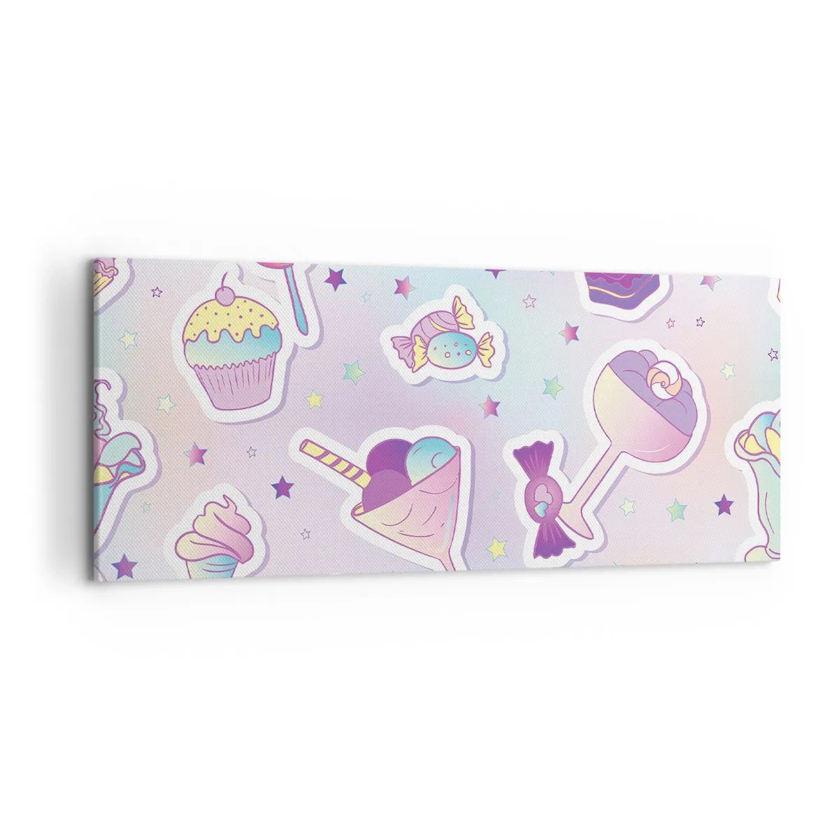 Quadro su tela - Stampe su Tela - Motivi pastello con dolci e dessert - 120x50cm - Ogni giorno è il mio compleanno - Decorazione murale moderna per soggiorno e camera da letto ARTTOR