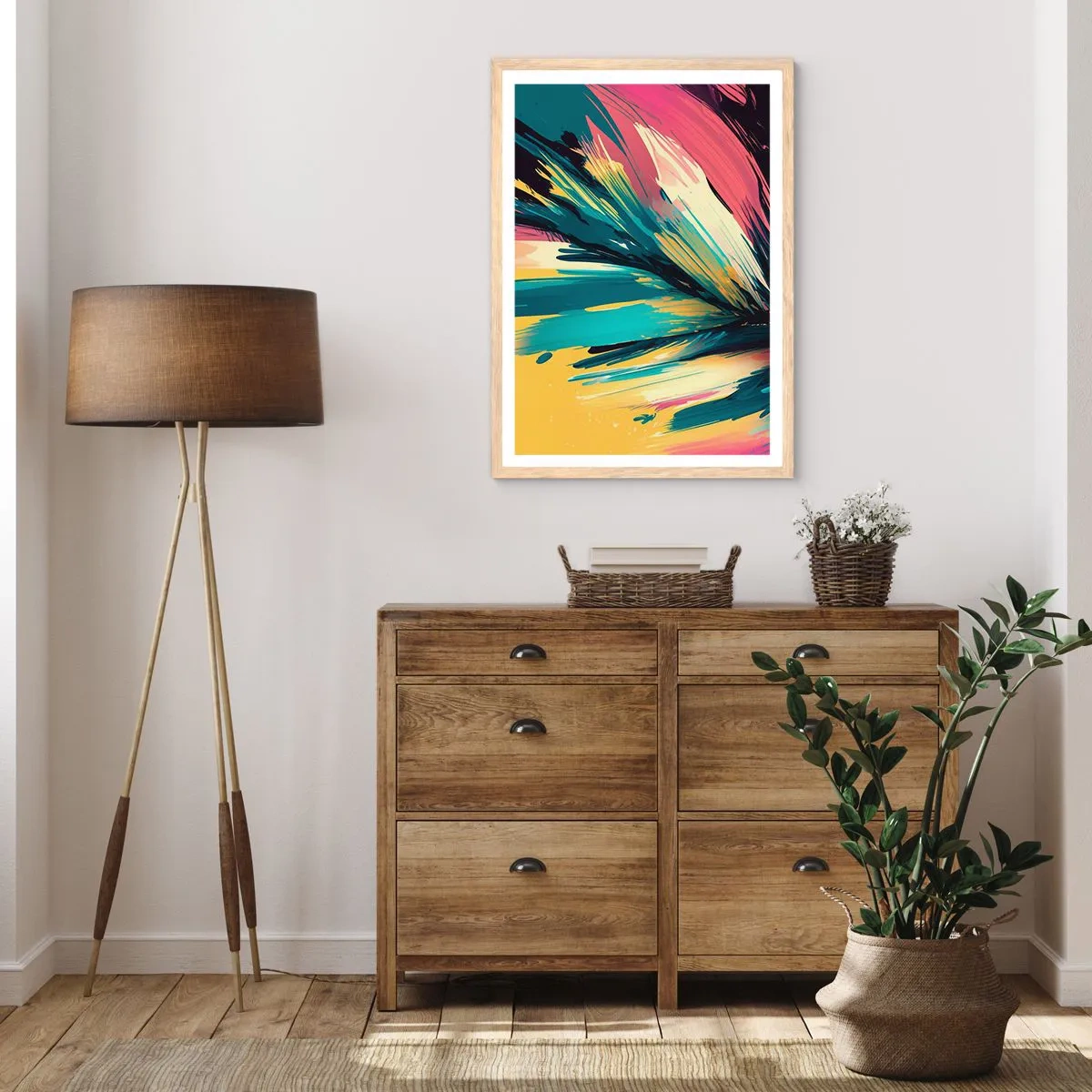 Poster in cornice rovere chiaro - Composizione: esplosione di gioia - 30x40 cm
