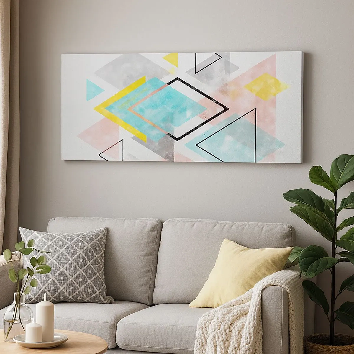 Quadro su tela - Stampe su Tela - Gioco geometrico - 100x40 cm
