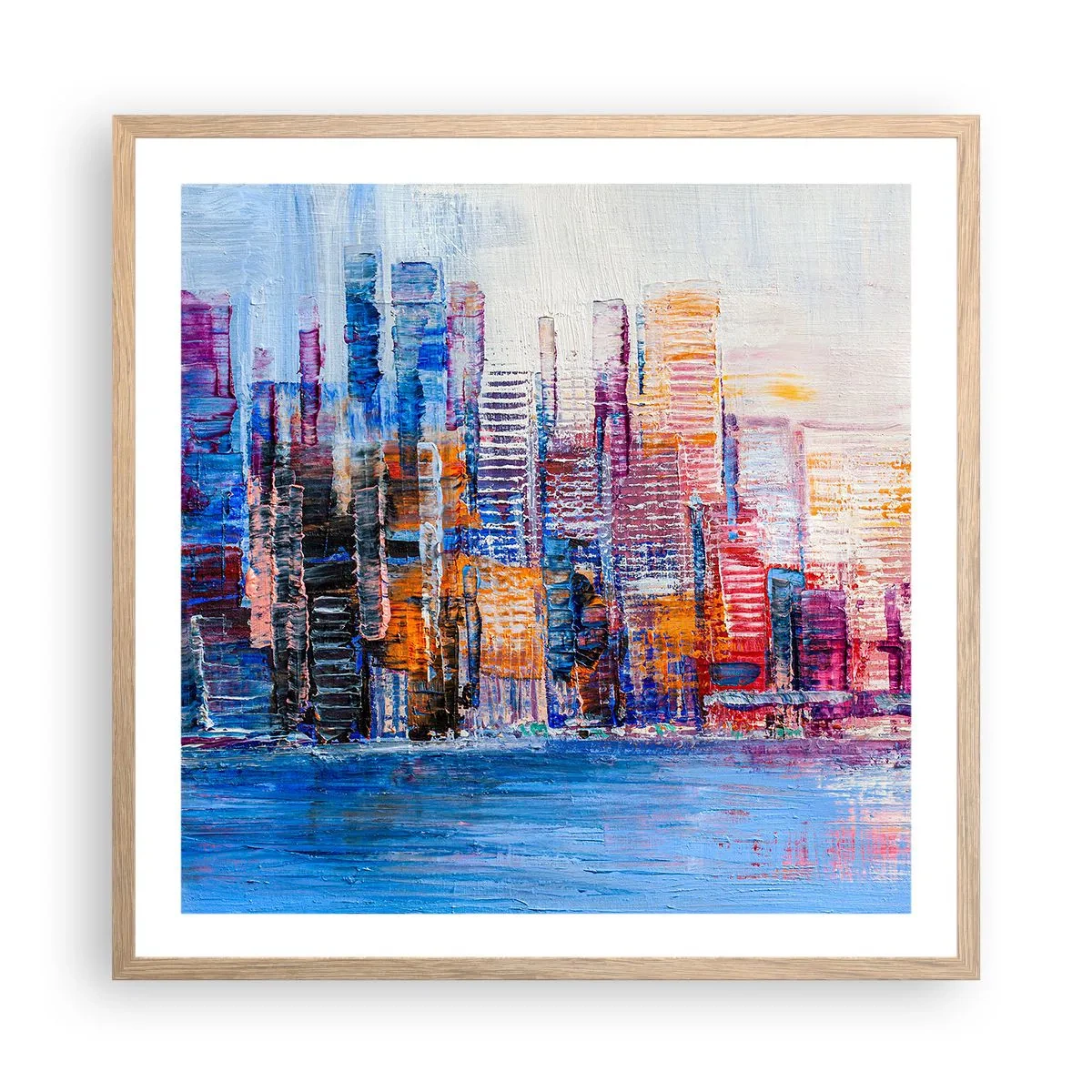 Poster in cornice rovere chiaro - Metropoli gioiosa - 60x60 cm
