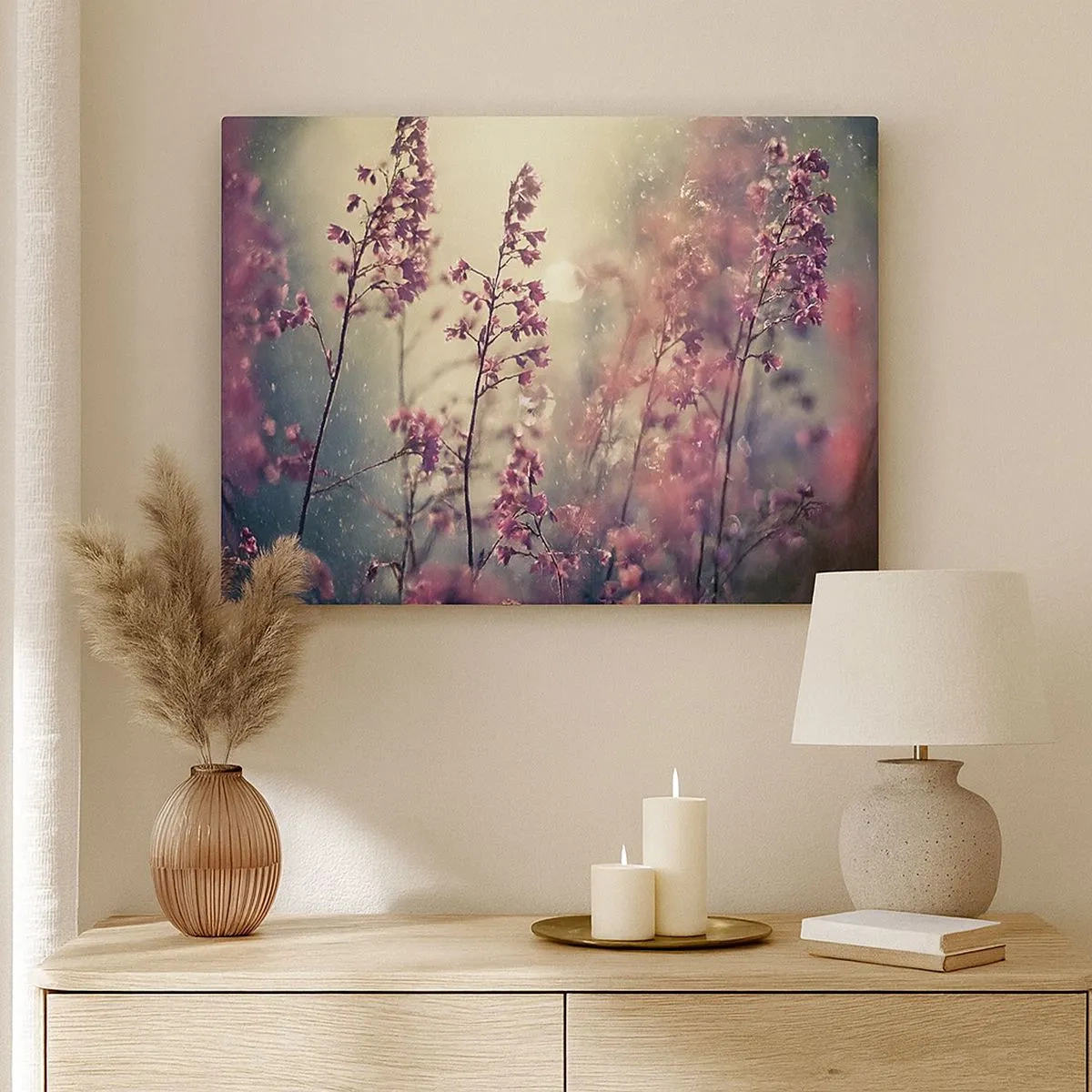 Quadro su tela - Stampe su Tela - Fiori alla luce del sole sullo sfondo della natura - 70x50cm - Giardino misterioso - Decorazione murale moderna per soggiorno e camera da letto ARTTOR