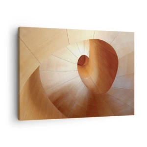Quadro su tela - Stampe su Tela - Spirale astratta nei toni del legno e del marrone chiaro - 70x50cm - Serpentina architettonica - Decorazione murale moderna per soggiorno e camera da letto ARTTOR