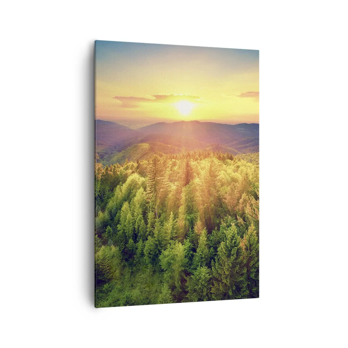 Quadro su tela - Stampe su Tela - Paesaggio forestale con tramonto sulle colline - 70x100cm - Vette e cime - Decorazione murale moderna per soggiorno e camera da letto ARTTOR