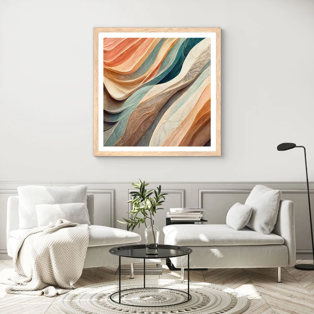 Poster in cornice rovere chiaro - L'attimo prima del cambiamento - 60x60 cm