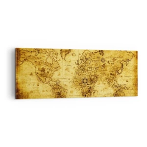 Quadro su tela - Stampe su Tela - Antica mappa del mondo d'epoca - 140x50cm - Questo mondo è strano - Decorazione murale moderna per soggiorno e camera da letto ARTTOR