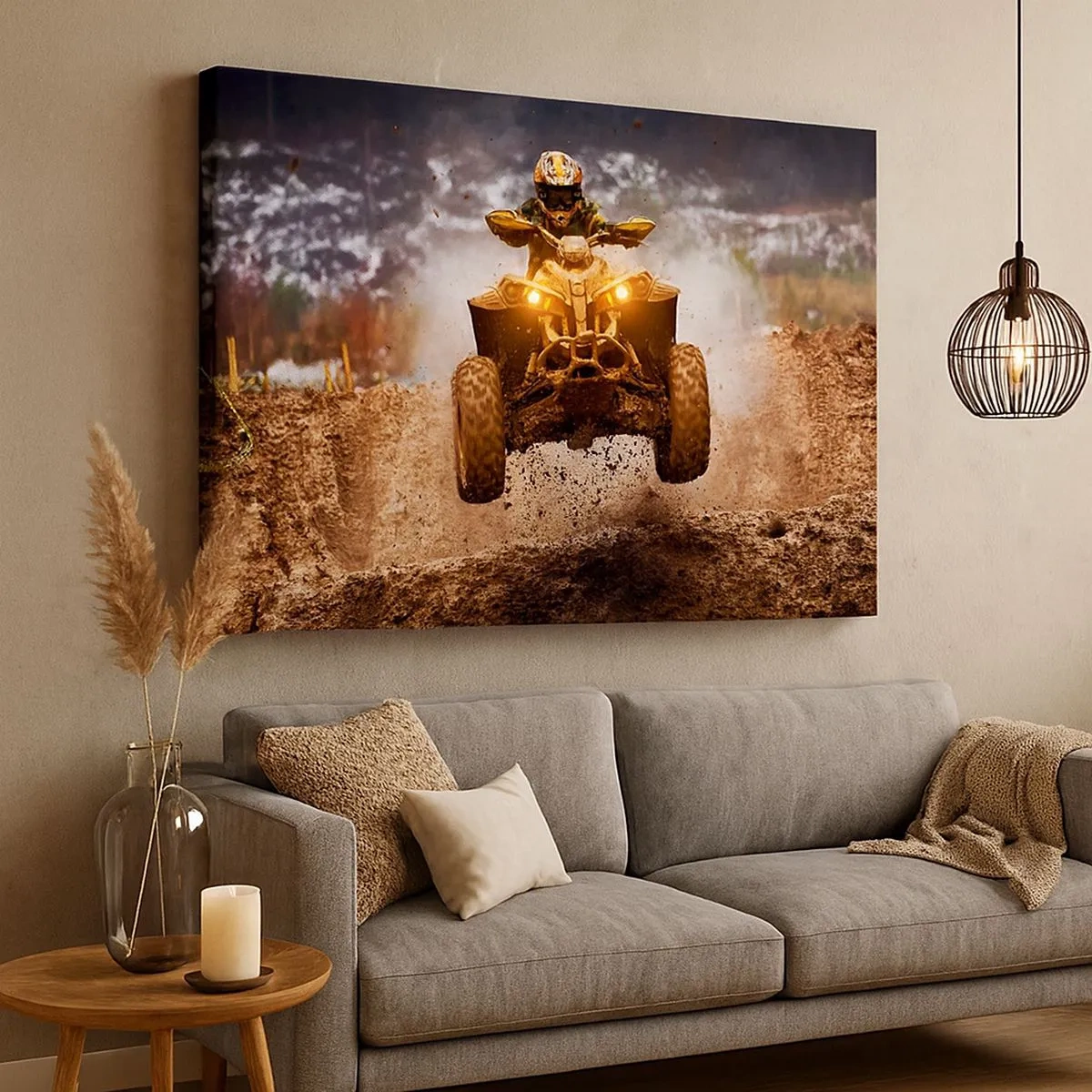 Quadro su tela - Stampe su Tela - Quad estremo su terreni fangosi - 70x50cm - No risk no fun - Decorazione murale moderna per soggiorno e camera da letto ARTTOR