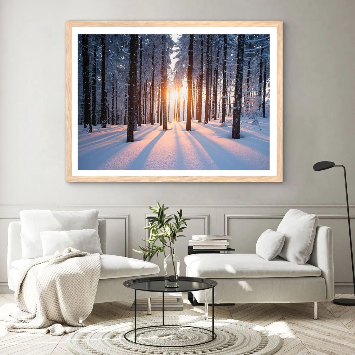 Poster in cornice rovere chiaro - Decisamente nero su bianco - 100x70 cm