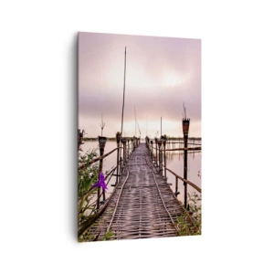 Quadro su tela - Stampe su Tela - Ponte di bambù sull'acqua all'alba - 80x120cm - Pace e silenzio dell'Asia - Decorazione murale moderna per soggiorno e camera da letto ARTTOR
