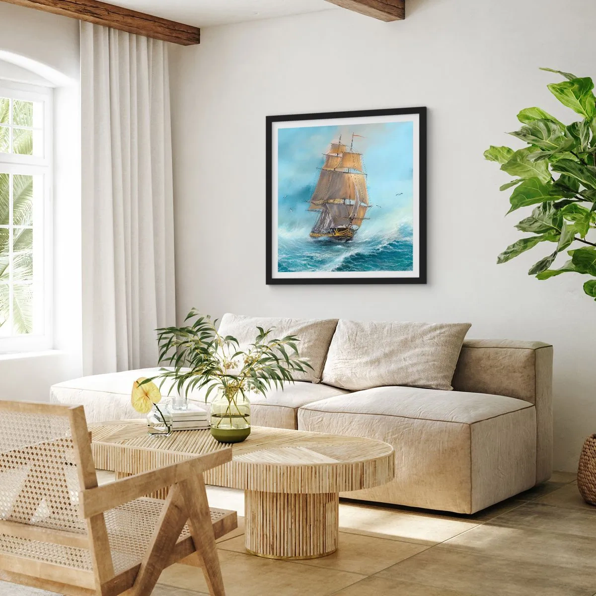 Poster in cornice nera - Frangendo i flutti - 30x30 cm
