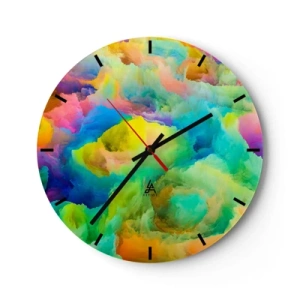 Orologio da parete - Orologio in Vetro - Piumino arcobaleno - 40x40 cm